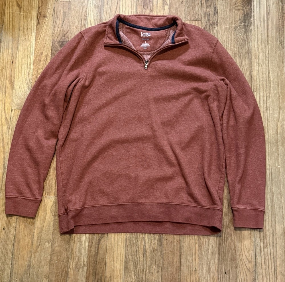 Croft & Barrow Men’s L Red/Burgundy Extra Soft Quarter-Zip Pullover Sweatshirt