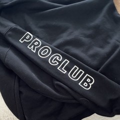 Pro Club Men’s Black XL Pullover Hoodie Fleece Cotton Logo Graphic Pockets