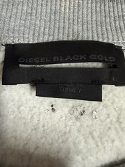 Diesel Black Gold Graphic Distressed Sweatshirt Men’s L Waxed Silver Faux Leath