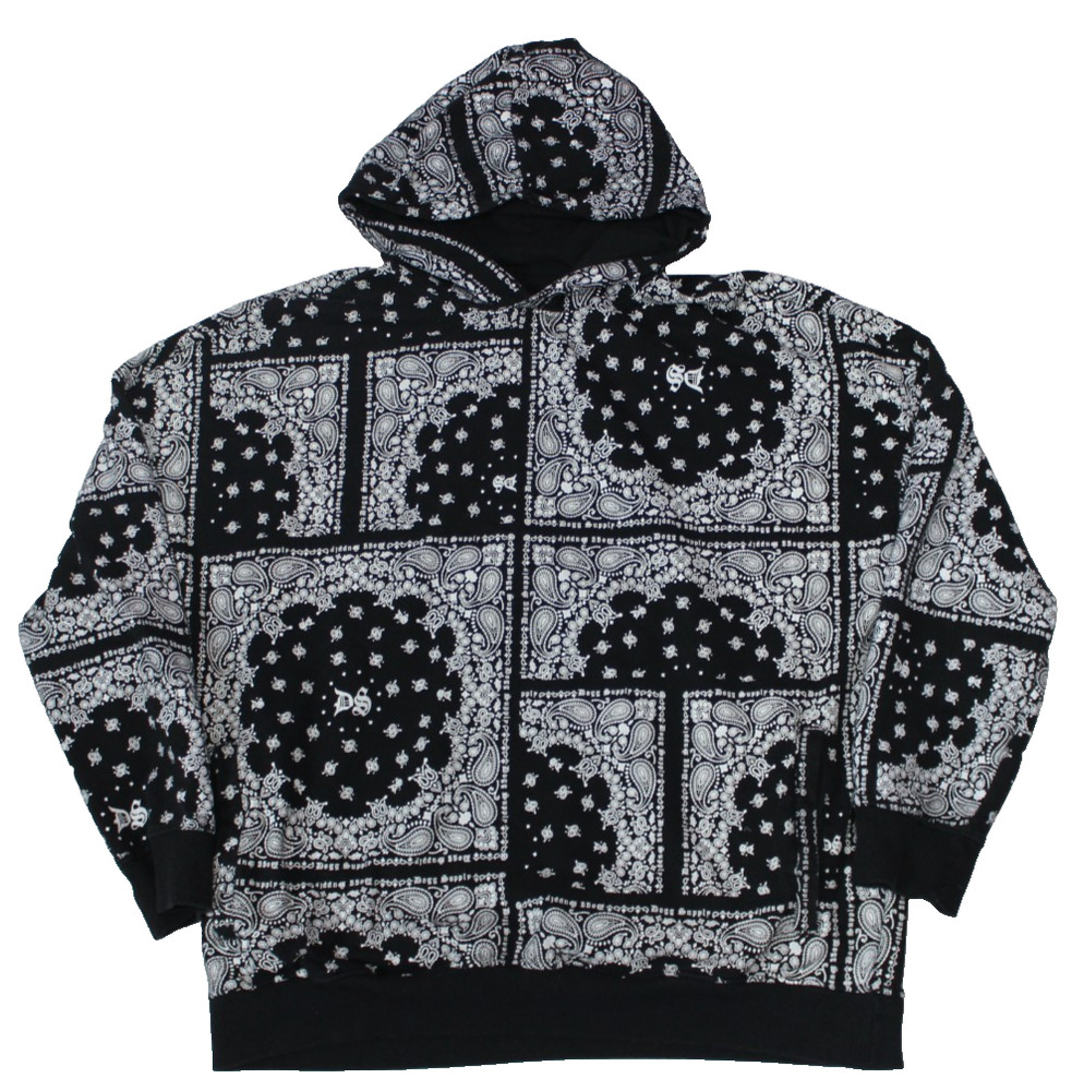 Dogg Supply By Snoop Dogg Pullover Hoodie Men’s Size L Black White Paisley