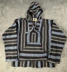 Earth Ragz Mexican Poncho Baja Hoodie Skater Pullover Mexico Unisex Size M/L