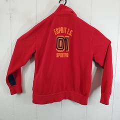 Esprit Sweatshirt Mens Medium Red Mock Neck Full Zip Long Sleeve Graphic Casual