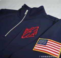 New Y2K Retro Quarterzip Pullover Hoodie JEE Embroidery Pattern Sweatshirt Top