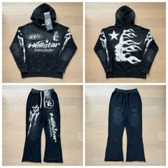 Hell print Star Sports Gel Hoodie Pants High Street Sweater Pants Set S/M/L/XL
