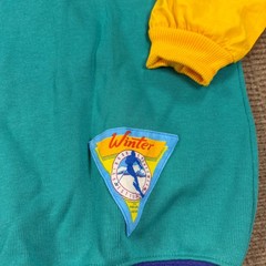 Vintage 90s Jantzen Sport Know Your Signs Ski Sweatshirt Color Block Retro M