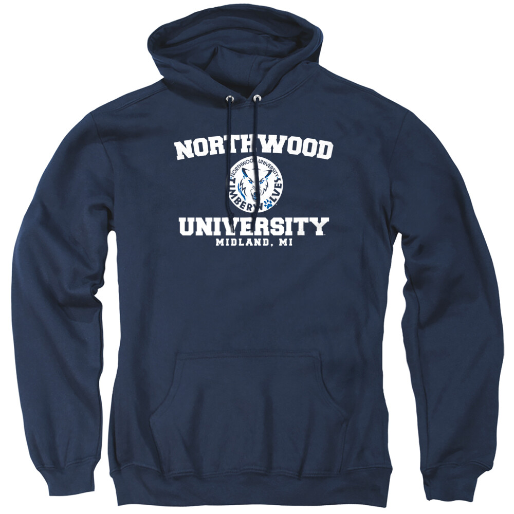 Northwood University Adult Pullover Hoodie Circle Logo, Navy, S-3XL