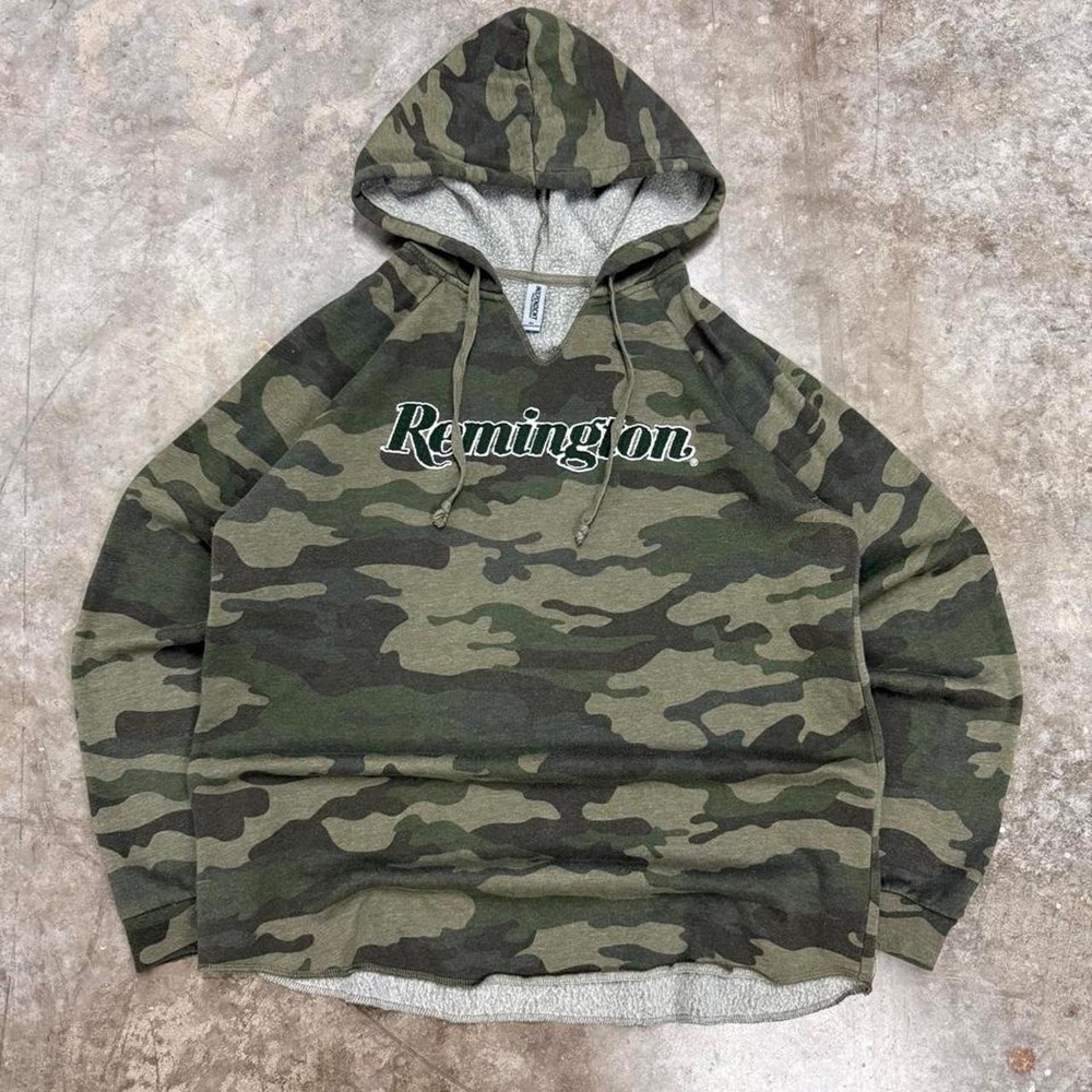 Y2K Remington Camo Fleece Lined Hoodie Size XL