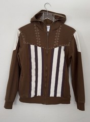 Assassin’s Creed Striped Cosplay Full Zip Hoodie Brown White Gamer Adult Small