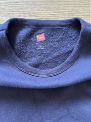 Hanes Premium Navy Blue Crewneck Sweatshirt Blank Fleece Pullover Men’s L
