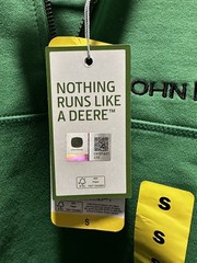 John Deere Men’s Quarter Zip Hoodie Heavyweight Cotton Pullover Small NWT Green