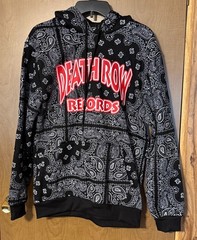 NWT Snoop Dog Death Row Records Black Paisley Hoodie Size Medium 100% Polyester
