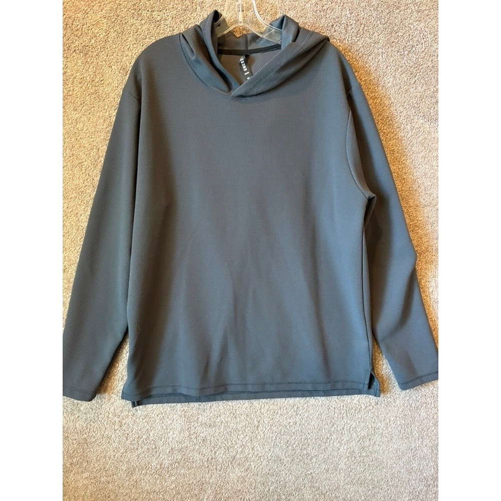Legend Outdoor Mens Charcoal Gray Waffle Texture Hooded Pullover Shirt