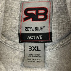 ROYAL BLUE ACTIVE Hoodie Mens 3XL Full Zip Drawstring Pocket Brushed Fleece Gray