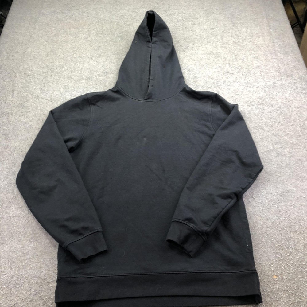 CUTS Hoodie Mens Large Black Pullover Knit Sweatshirt Split Hem Solid Basic