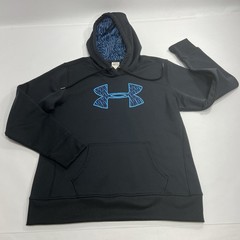 Under Armour Hoodie Men’s Large Black Loose Big Logo Pullover Hooded Sweatshirt