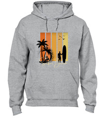 SURFER BEACH SILHOUETTE HOODY HOODIE CASUAL SUMMER HOLIDAY CLOTHING FUNNY TOP