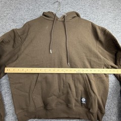 BoohooMAN Hoodie Mens Small Brown Oversized Worldwide Debossed Fleece Pullover