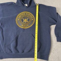 Vintage US Navy Hoodie Mens XL Blue Sweatshirt United States Logo Graphic