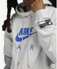 NEW Nike Air Fleece Hoodie HJ0273-009 Photon Dust Smoke Grey Royal Mens Size L
