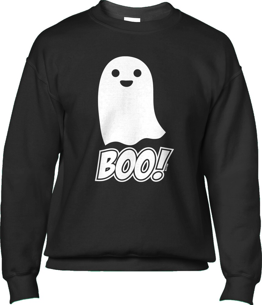Ghost Saying Boo Halloween Saying Funny Joke Parody Party Humor Mens Sweatshirt