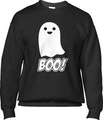 Ghost Saying Boo Halloween Saying Funny Joke Parody Party Humor Mens Sweatshirt