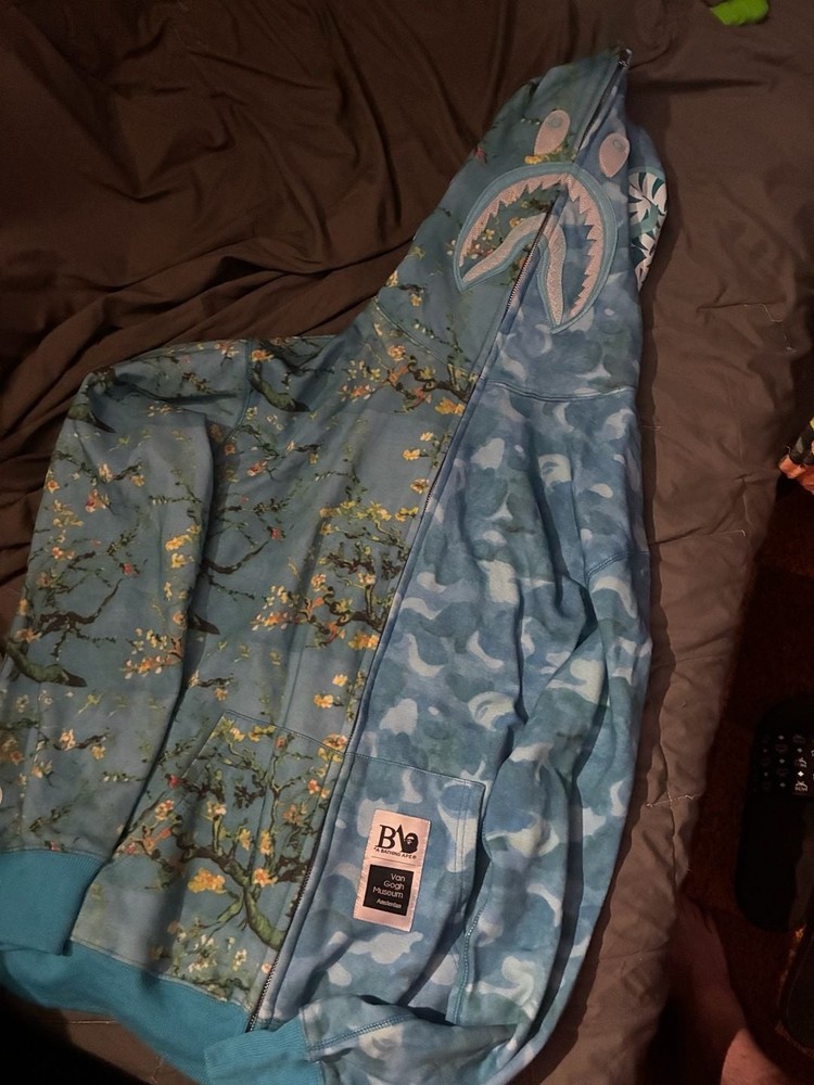 A Bathing Ape x Van Gogh Museum Almond Blossom Shark Full Zip Hoodie
