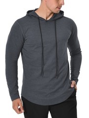 Men Athletic Shirt Workout Running Long Sleeve Shirt Hoods hoodie Quick Dry Cool