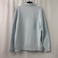 Criquet Polo Sweater Mens Size L Light Blue Heather Long Sleeve Kangaroo Pocket
