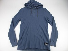 Mens Medium Quiksilver Modern Fit LS hoodie thermal henley blue
