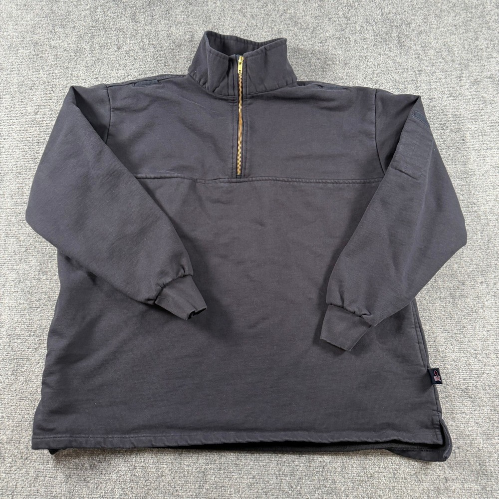 Game Workwear Job Shirt Mens Large Navy Blue Quarter Zip EMT Fire Pullover