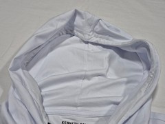 Kenneth Cole New York Long Sleeve Hoodie Shirt – White/Navy/Brown Core Spring