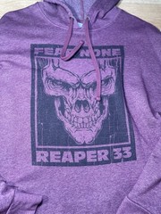 Bunker Branding Reaper 33 Fear None Skull Graphic Hoodie Men’s XL Purple