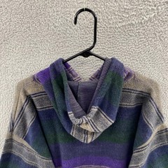 Vintage Todays News Hoodie Mens XL Purple Green Striped Acrylic Fleece 90s