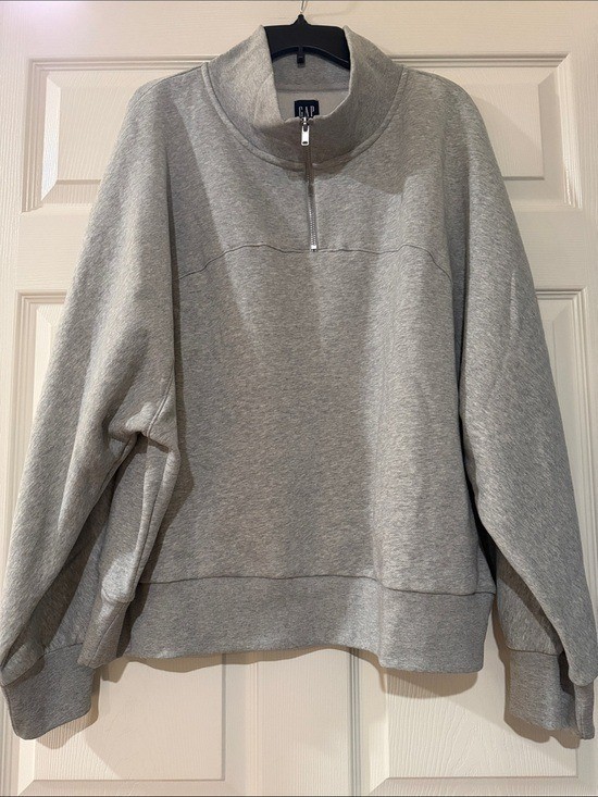 Gap Gray Half-Zip Pullover Sweatshirt XXL Soft Cotton Blend Long Sleeve Made In