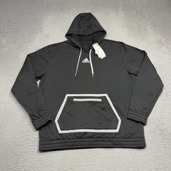 Adidas Team Issue Hoodie Men Large Black Grey Sweatshirt Pullover Fleece HI2906