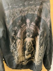 Affliction Denim Killer Distressed Full Zip Up Hoodie Front Back Reaper XL