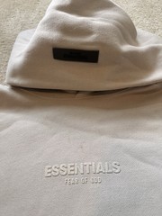 Essentials Fear of God Men’s Beige Fleece Pullover Hoodie Logo Size M