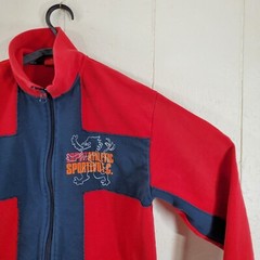 Esprit Sweatshirt Mens Medium Red Mock Neck Full Zip Long Sleeve Graphic Casual
