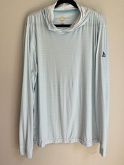UPF 50+ Men’s L White/Blue Striped Pullover Hoodie Long Sleeve Nautical