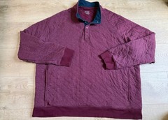 EUC Mens UNTUCKit Garrison quilted pullover tawny port maroon snap button sz XXL