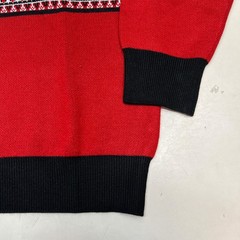 MONSTERCAT Records Holiday Intarsia Pullover Sweater Men’s Sz S Deep Red/Black