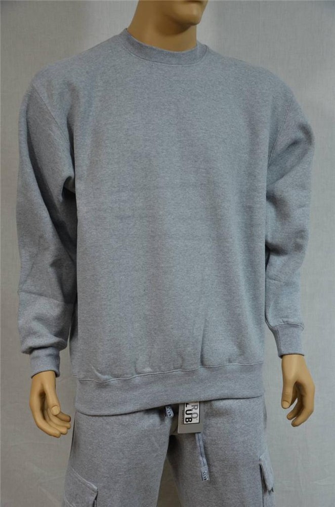 1 NEW PRO CLUB HEAVY WEIGHT FLEECE CREW NECK SWEATSHIRT HEATHER GRAY S-7XL 1PC