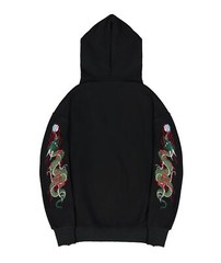 Niepce Streetwear Japanese Embroidered Hoodie Green Dragon Pullover Sweatshirt