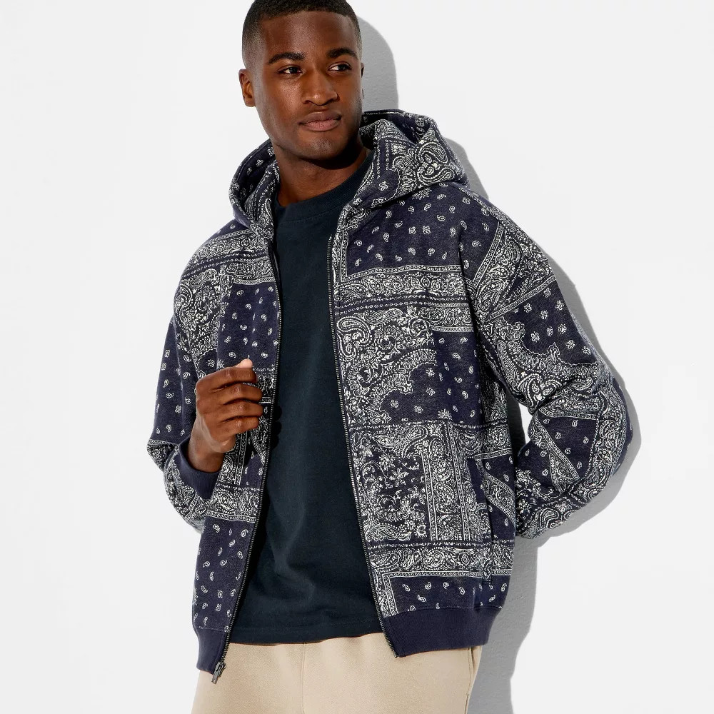 Men Full Zip Hooded Sweatshirt – Original Use Dark Blue S