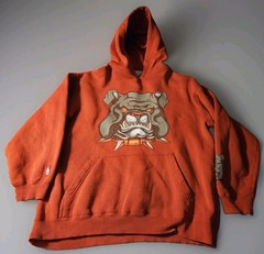 Vintage JNCO Jeans Sweatshirt Hoodie Bulldog Logo Size Youth Large Red 90’s