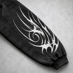 Men’s Gothic Tribal Graphic Zip-Up Hoodie Oversized Washed Black S–2XL