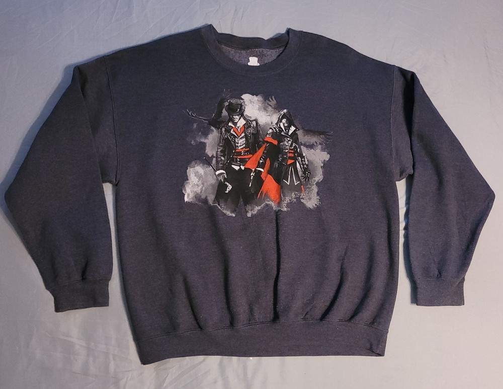 Assassins Creed Graphic Pullover Sweatshirt Gray XL Loot Crate Lvl Up