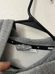 Puma Pullover Hoodie Sweatshirt Mens Sz Small Gray W/ Logo Sleeve Logo Front