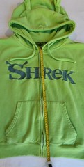 Shrek Movie Lime Green hoodie embroidered lettering and 3D ogre ears Adult XL