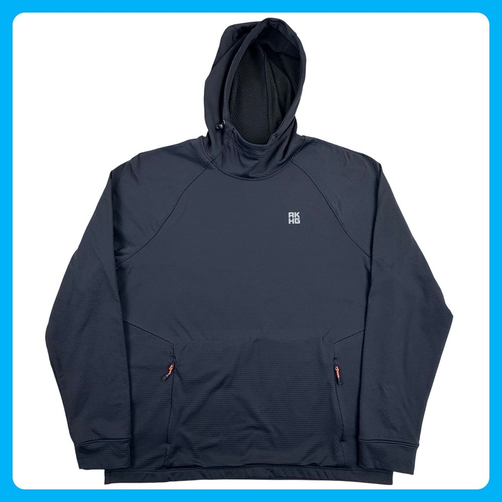 Alaskan Hardgear Duluth Pullover Hoodie Men Large Black Fleece Lined Waffle Grid